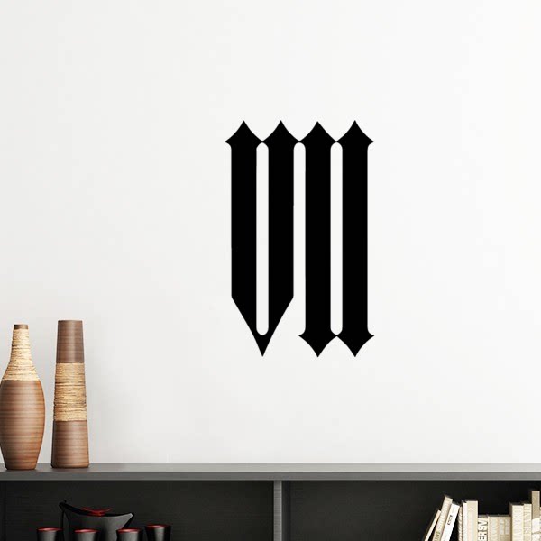 黑色罗马数字七剪影墙贴壁纸房间贴花