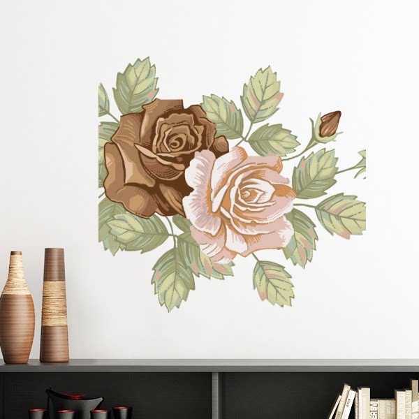 黑白玫瑰手绘花卉墙贴壁纸房间贴花