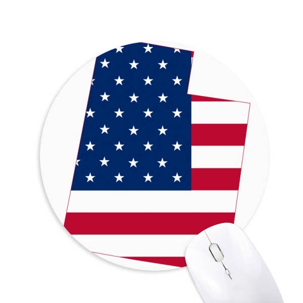 犹他州星条旗美国国旗圆形游戏办公防滑橡胶鼠标垫礼物