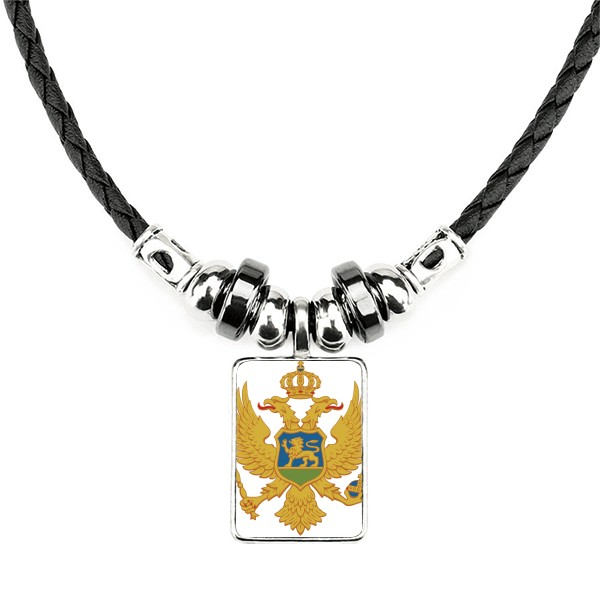 黑山共和国欧洲国徽手工皮绳项链吊坠饰品