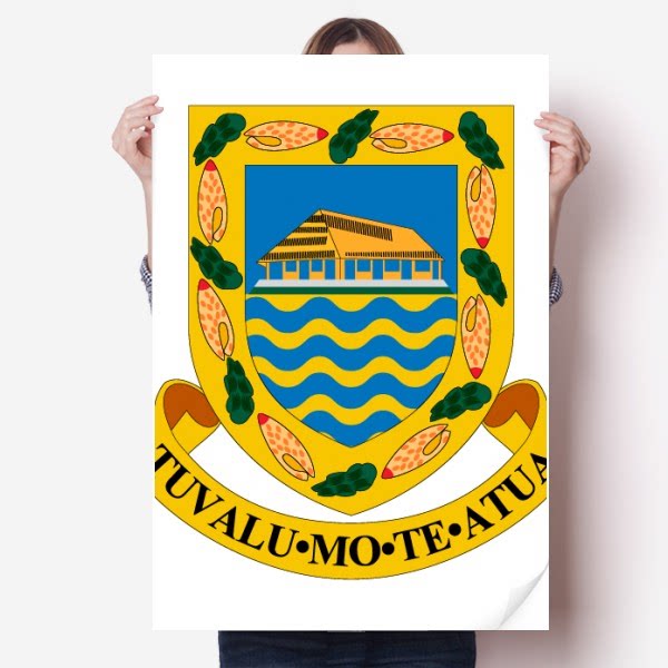 图瓦卢大洋洲国徽海报贴纸80x55cm墙贴纸卧室家居装饰