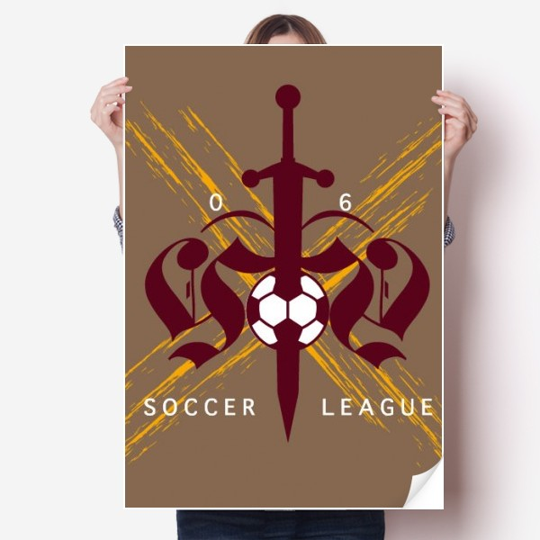 中世界利剑足球图腾海报贴纸80x55cm墙贴纸卧室家居装饰