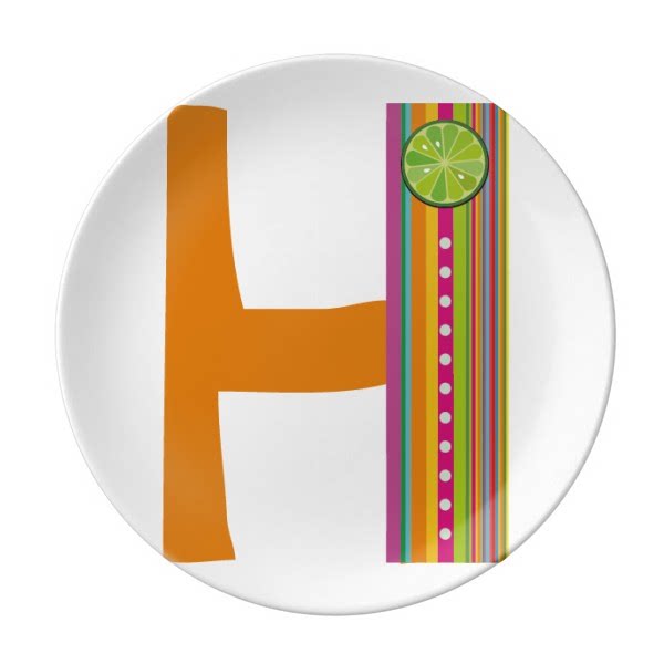 h字母水果有趣可爱插画图案陶瓷餐盘子8寸月光盘餐具家居礼物