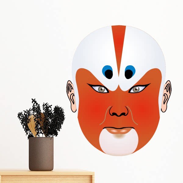 京剧脸谱彩色黄盖群英会中国传统文化墙贴纸房间卧室可移除贴画