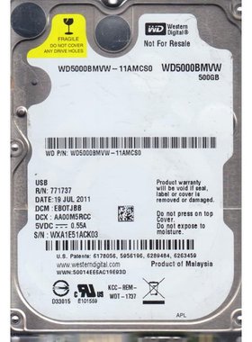 WD5000BMVW-11AMCS0电脑西数硬盘摔坏电路板维修二次开盘数据恢复