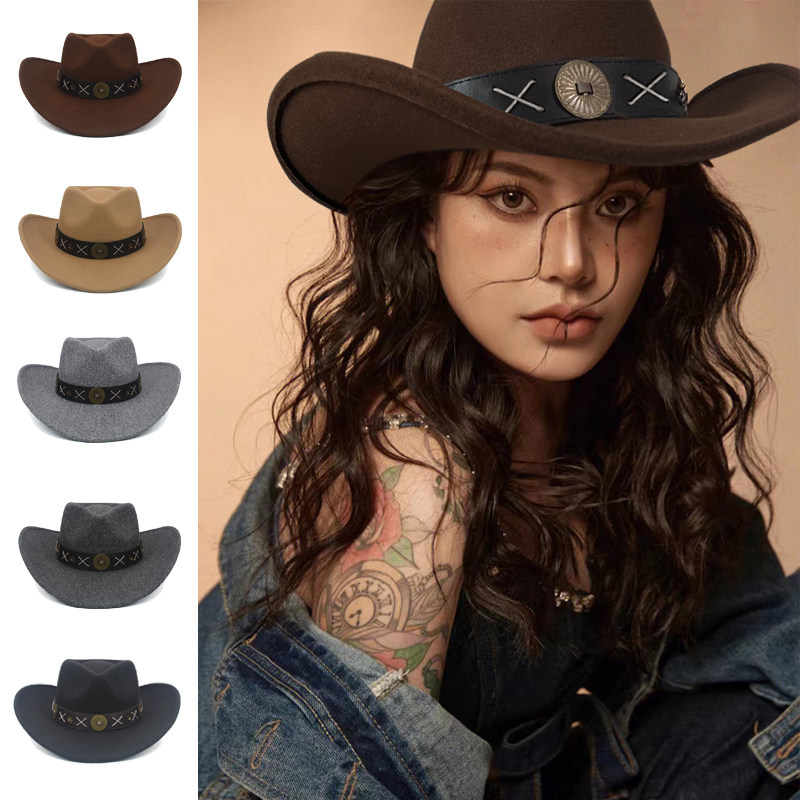 加宽加长超大超宽帽檐可弯曲男女西部牛仔帽可调节头围骑马礼帽子