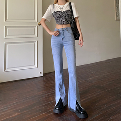 High waist split jeans for hot girls