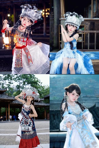 儿童苗族服装少数民族衣服土家族六一节日三月三女童苗疆少女服装