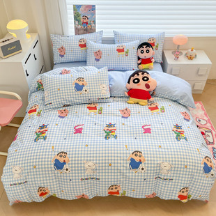 儿童床上四件套纯棉全棉男孩蜡笔小新被套床单三件套床笠可定制