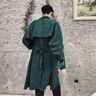 秋冬款韩国ulzzang男士中长款风衣夜店发型师潮流男青年宽松外套