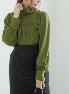Te chich*日单秋新款 立领拼接高级感宽松套头上衣休闲衬衫女