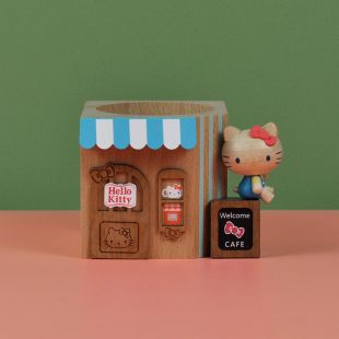 jeancard木质HelloKitty咖啡屋桌面盆器送闺蜜小孩女生日创意礼物