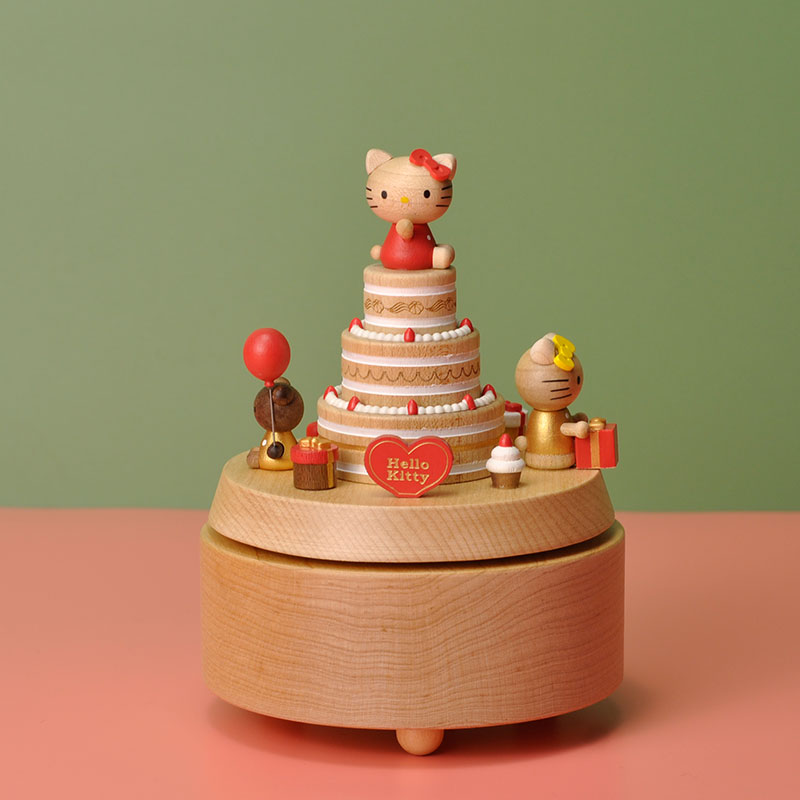 jeancard台湾kt猫咪木质音乐盒