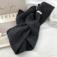 Dark grey 100% pure wool lapel small scarf for men and women to pair with overcoats in winter for neck protection and warmth. Short cross-neck scarf thumbnail 3