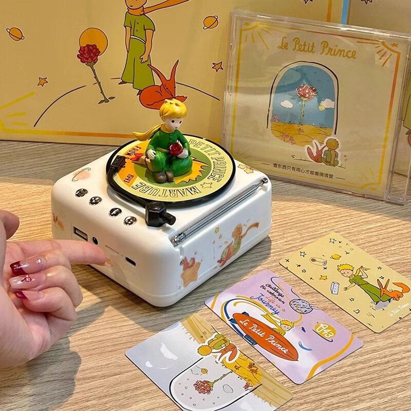 日本小王子蓝牙音响小型音箱迷你黑胶唱片机生日礼物送男女友闺蜜