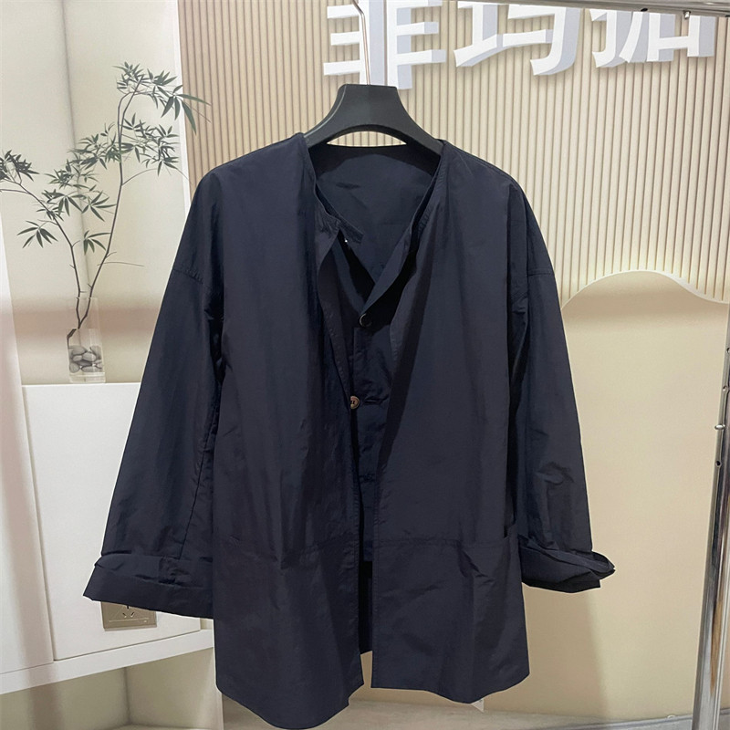 丽贝卡25001正品2025春季新款圆领假两件宽松百搭上衣风衣外套女