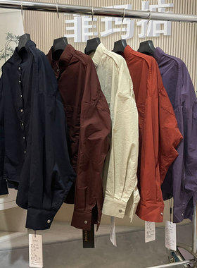 菲玛掂251009正品2025春季新款时尚休闲纯棉宽松立领衬衫女装上衣