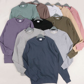 罕见100棉纯棉毛圈 春秋宽松休闲套头纯色男女百搭圆领卫衣男装