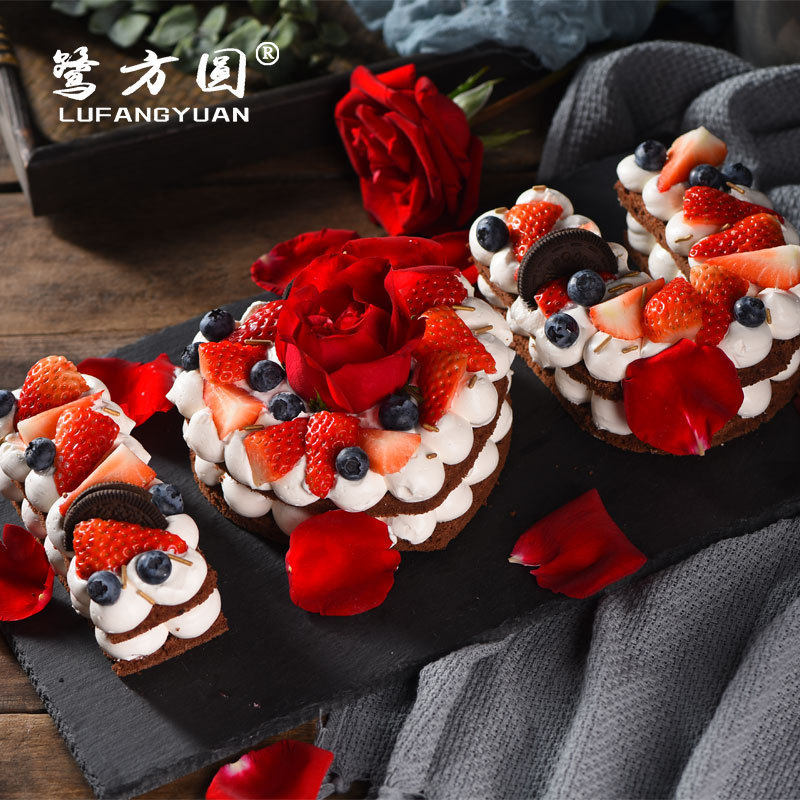 鹭方圆 I LOVE YOU 鲜花玫瑰裸蛋糕 情人节女神专享 厦门同城包邮