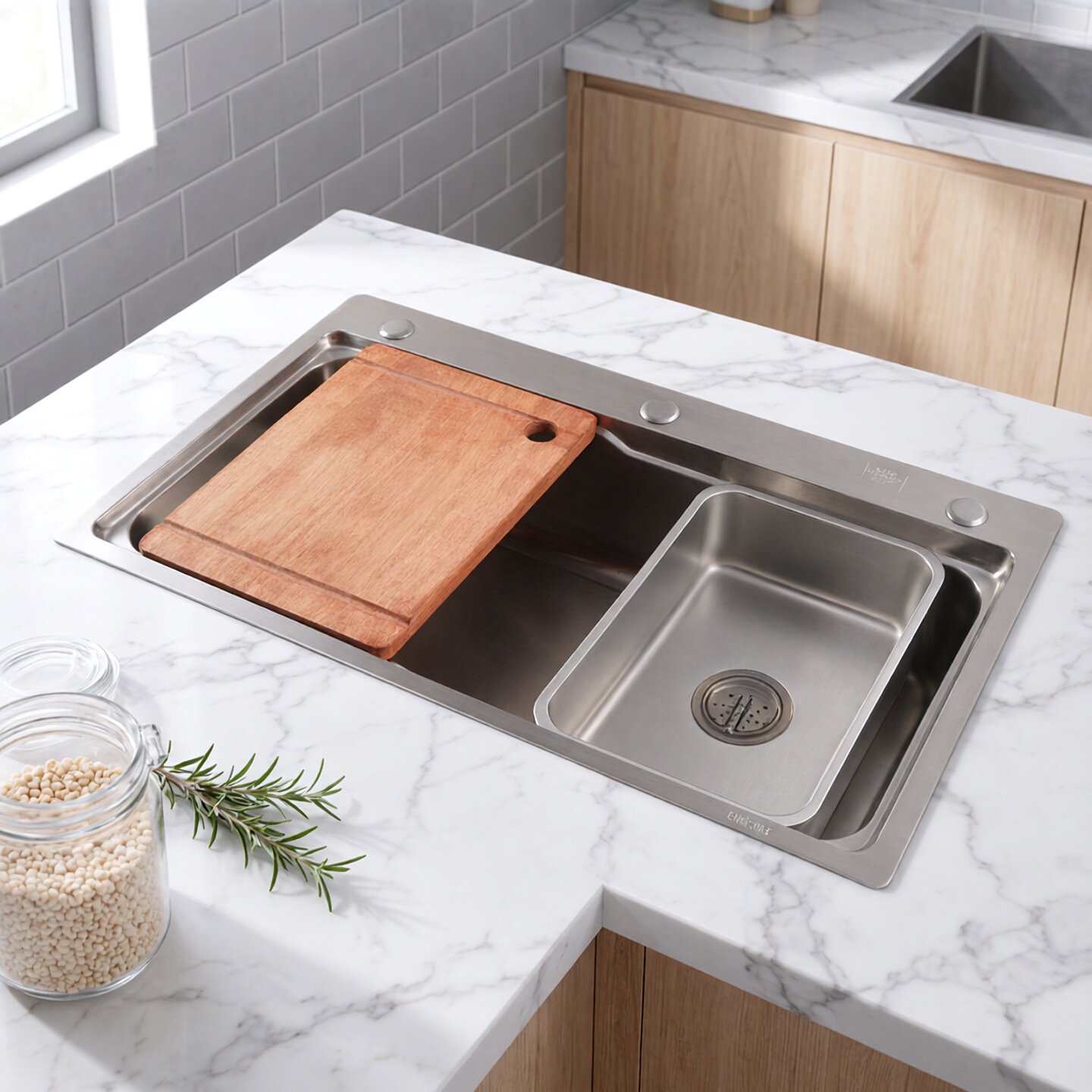 304拉丝不锈钢套装水槽手工单槽洗菜盆 厨房洗手池水池洗碗槽