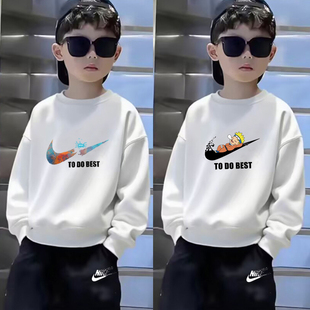 奥特莱斯男童卫衣中大童装春秋装 儿童秋冬季加绒加厚上衣T恤纯棉