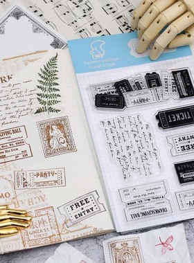 WEEK BAR复古人物邮票硅胶透明印章手帐车票墨迹装饰橡皮章