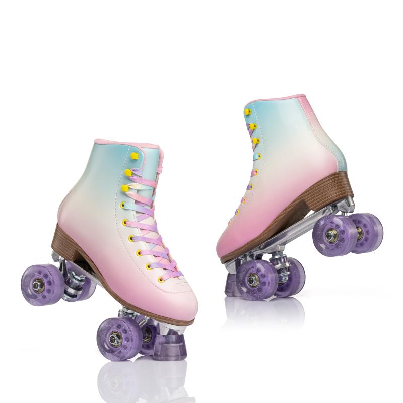 新品双排轮滑鞋成人男女四轮溜冰鞋成年滑轮专业轴承速滑轮花样彩