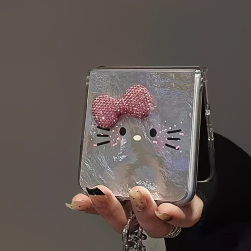 超可爱kt猫壳膜一体折叠保护壳