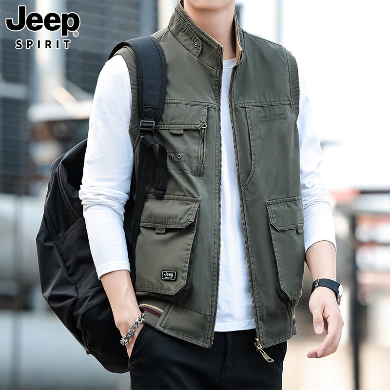 JEEP SPIRIT吉普春秋季新款男士潮流时尚两面穿休闲运动纯棉马甲,男装,常规马甲,淘宝优惠券,粉丝福利购,淘宝优惠卷
