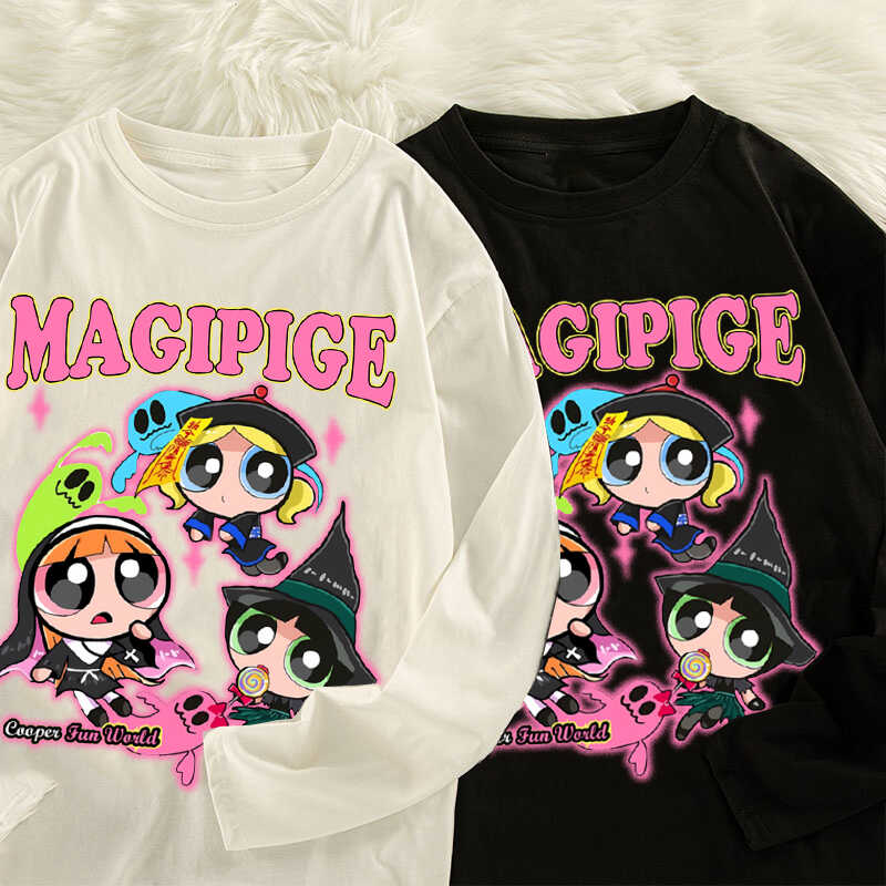 飞天小女警宽松春秋长袖T恤港风