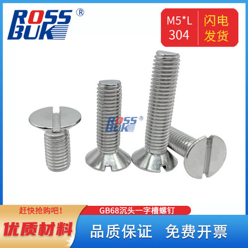 不锈钢沉头一字精密螺丝钉