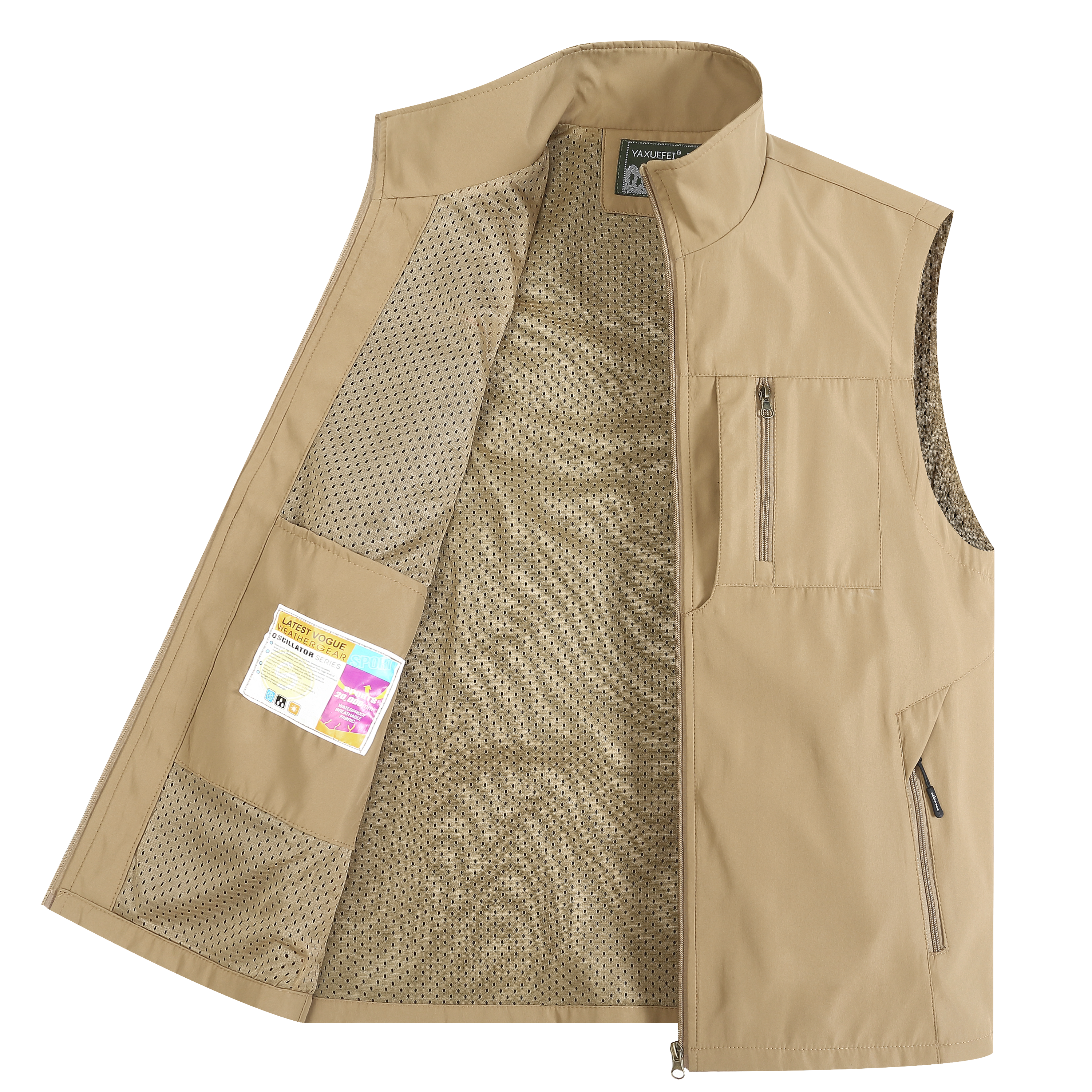 春秋立领多口袋男土马甲户外休闲中青年摄影钓鱼坎肩背心马夹外套