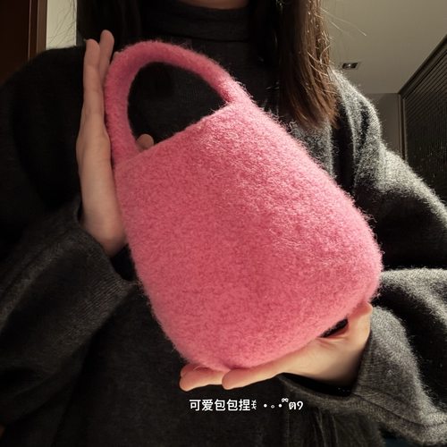 手工棒针全羊毛毡化手拎桶包 包型参考Ceciliet*家