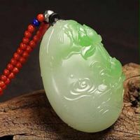 白綠鳳凰吊墜立體孔雀玉墜玉佩鎮(zhèn)平玉花開富貴鳳凰玉墜掛件