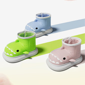 居家厚底轻便亲子棉鞋 chikoku可外穿鲨鱼棉靴女士冬季 保暖月子鞋