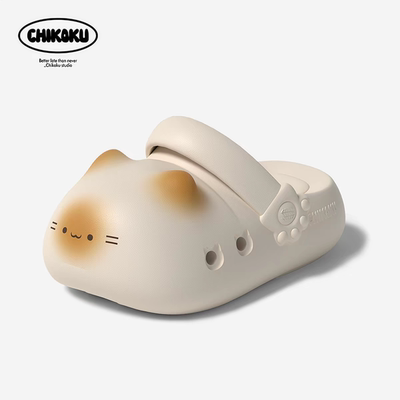 chikoku可爱小猫爪洞洞鞋女新款厚底勃肯拖鞋防花园鞋沙滩凉拖鞋