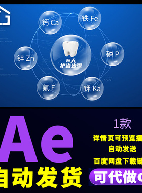 简洁蓝色全国爱牙日护齿步骤文字分类展示口腔健康知识科普AE模板