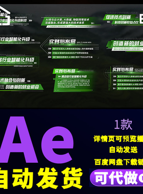 绿色农业信息数据字幕条推动各行业智能化升级布局文字包装AE模板