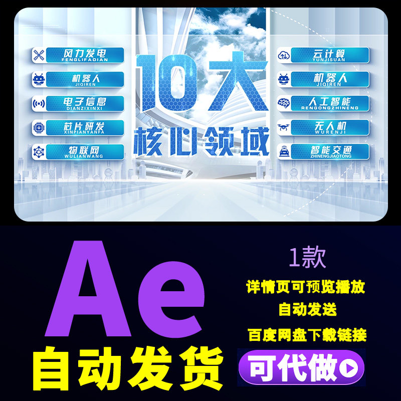8组明亮架构分类板块文字信息企业核心领域业务板块结构图AE模板