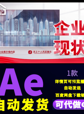 红色干净简洁明亮图文展示企业现状员工风采文化输出展示墙AE模板