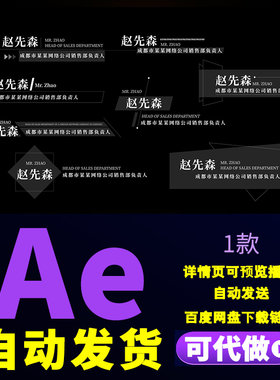 简约风黑白线条人名字幕条模板科技感采访人物介绍字幕条AE模板