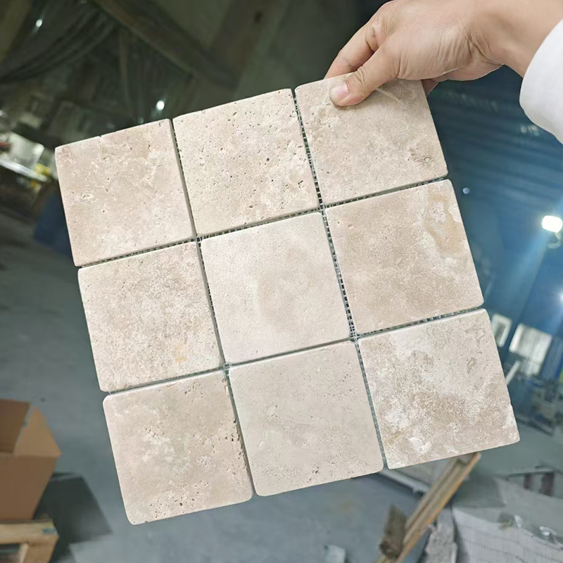 天然白洞石条马赛克店铺墙砖地砖