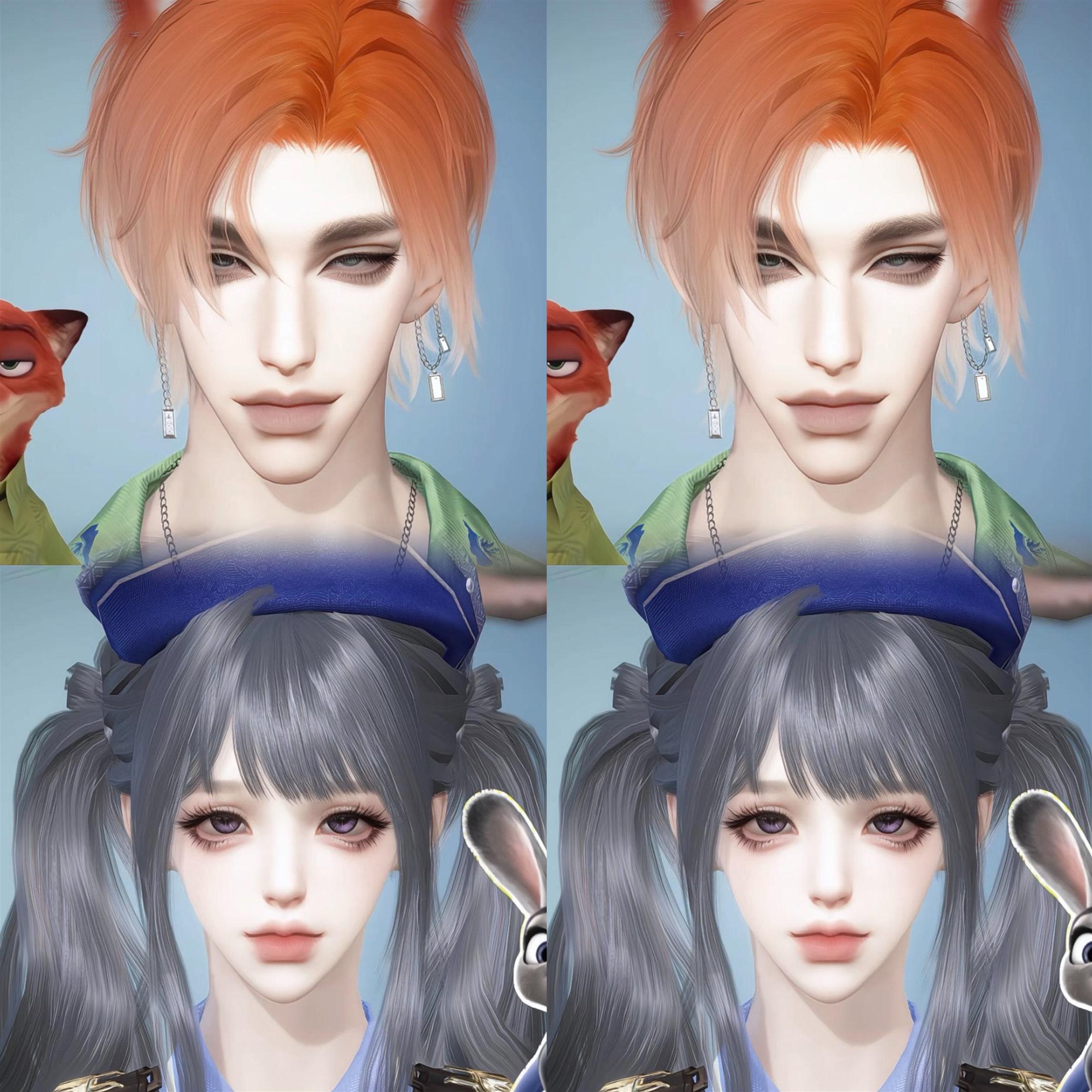 发2 搭档 狐兔cp KIWAY 逆水寒手游捏脸男女通用