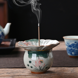 线香香插香座底座香炉托盘家用室内檀香熏香炉陶瓷香薰炉茶道摆件