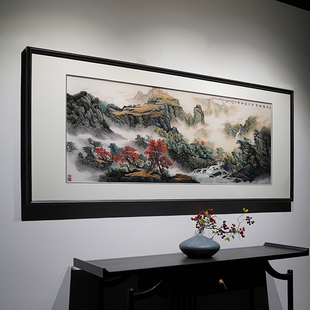 高档手工苏绣秋高气爽实木成品装饰画书房客厅玄关新中式刺绣挂画