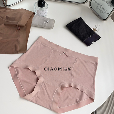 翘秘暖芯纱女士内裤8180纯色大码秋冬磨毛中高腰包臀平滑舒适内裤