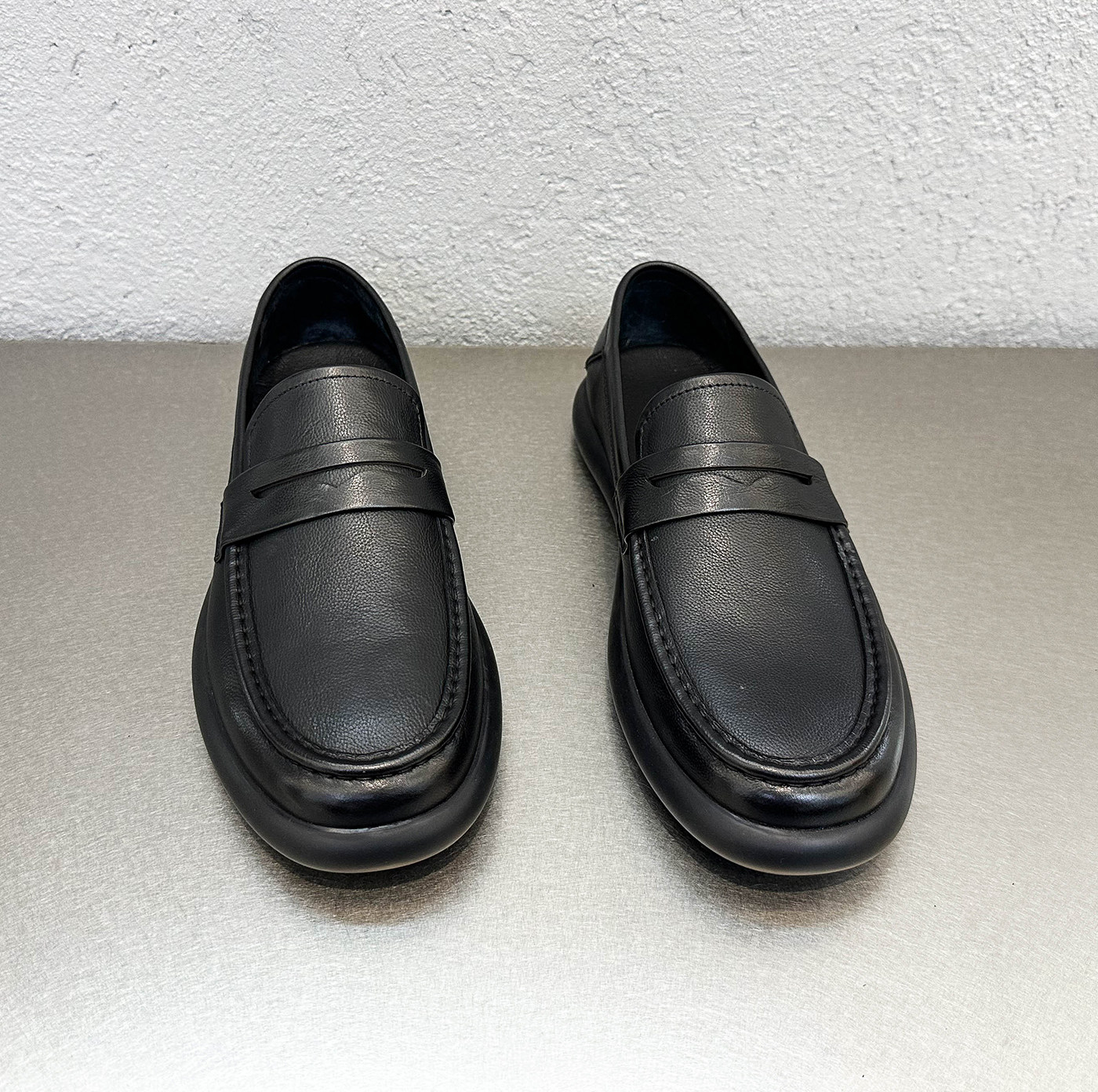 26新品头层牛皮软底乐福鞋通勤男士套脚商务豆豆鞋透气休闲懒人鞋