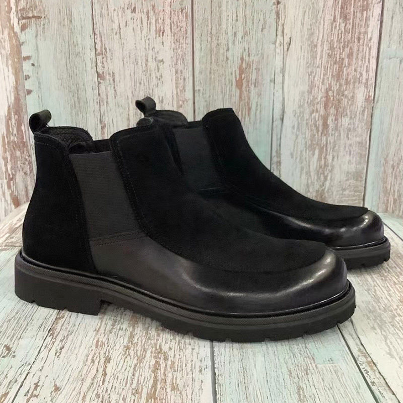 厚底加绒保暖棉靴商务休闲磨砂牛皮切尔西靴秋冬季真皮套脚短靴男,流行男鞋,切尔西靴,淘宝优惠券,粉丝福利购,淘宝优惠卷