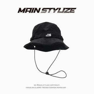 MAINSTYLIZE｜高品质日系黑色拼接渔夫帽男女百搭遮阳防晒防风潮