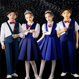 儿童大合唱服中小学生团体诗歌朗诵演出服装长袖男女童主持人礼服